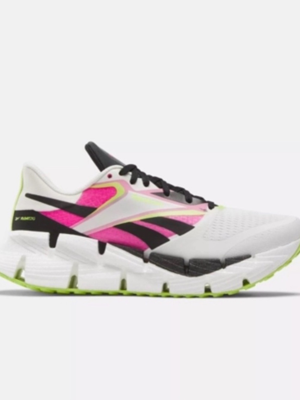 Reebok FloatZig Women’s White, Pink & Lime Athletic Running Shoes 9.5